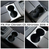 inner console water cup holder frame cover trim stainless steel abs decoration accessorie for citroen c5 aircross 2018 2021