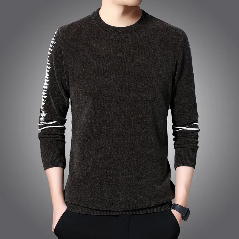 DIMUSI зимние мужские свитера повседневные однотонные с длинными рукавами
