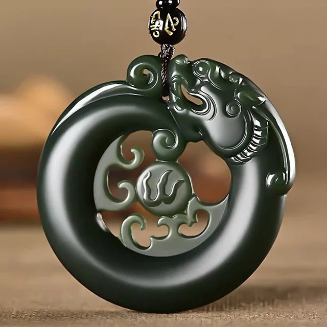 

7A 100% NATURAL HETIAN JASPER GREEN JADE PENDANT HOLLOW DRAGON JADE NECKLACE BRAND MEN WOMEN JADE JEWELRY CERTIFICATE JADEITE