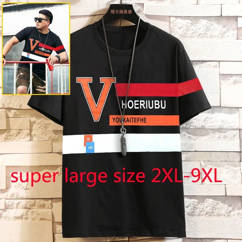 

Новое поступление супер большой Повседневная тонкая футболка с короткими рукавами для мужчин модные эластичные летнее платье с О-образным ...