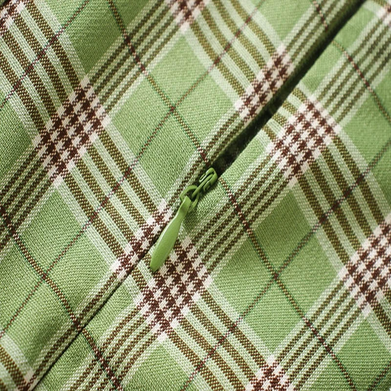 Summer mini skirt women high waist skirts vintage plaid harajuku split korean a line sexy pencil green | Женская одежда