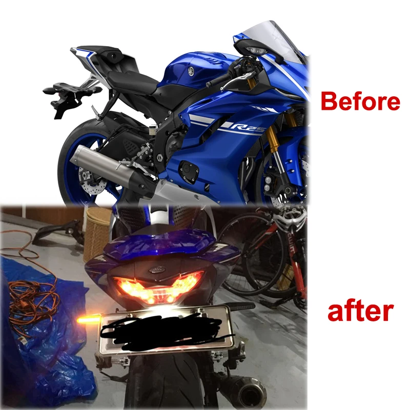 License Plate with LED Light Fit For Yamaha YZF-R25 2014-2021 YZF-R3 MT-25 MT-03 2015-2021 Fender Eliminator Kit Rear Tail Tidy |