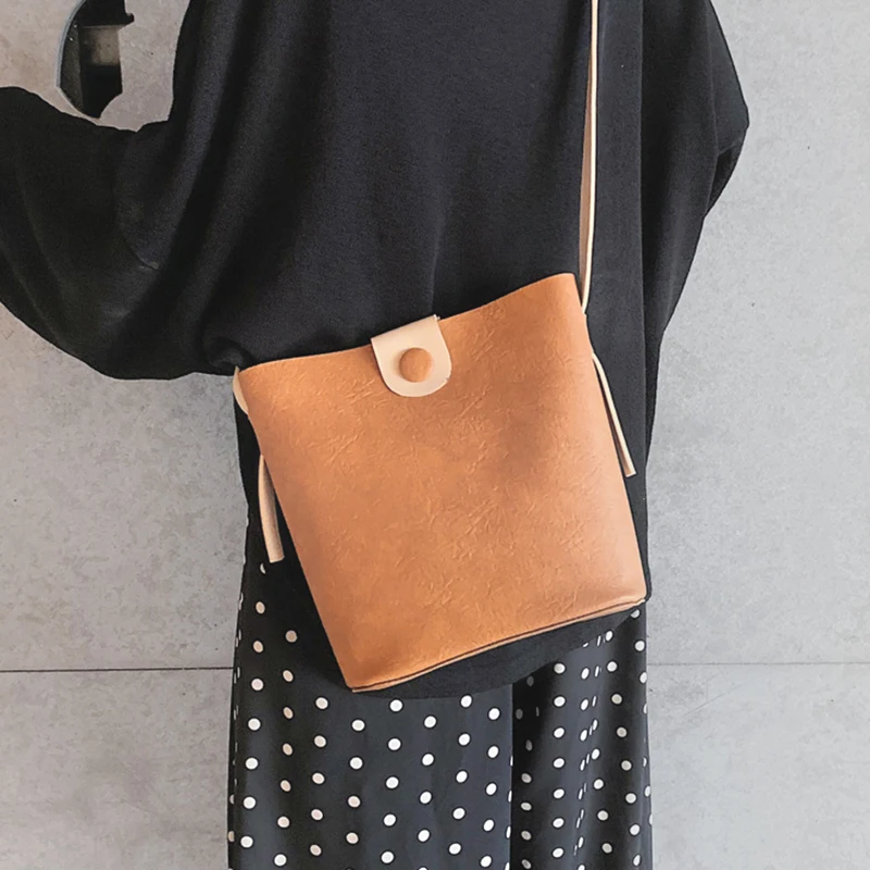 

Женская сумка-ведро из ПУ кожи, модная женская маленькая удобная сумка-ведро для женщин, простые однотонные сумки через плечо