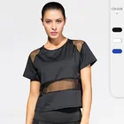 Женская Сетчатая футболка для тренировок в тренажерном зале, женская футболка для йоги, Спортивная свободная одежда для отдыха, бега, фитнеса, быстросохнущая дышащая блузка, одежда