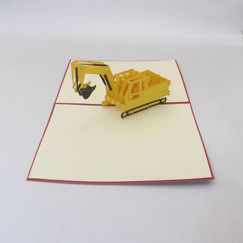 3D лазерная резка желтого экскаватора ручной работы Лопата бумажная