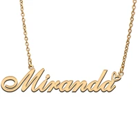 love heart miranda name necklace for women stainless steel gold silver nameplate pendant femme mother child girls gift