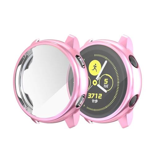 pink Экран протектор чехол для samsung galaxy watch active 2 ультра-тонкий мягкий силиконовый чехол для полной защиты чехол для galaxy Активный 40/44 мм - Цвет: pink