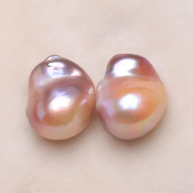 Нестандартные бусины с натуральным жемчугом Разноцветные длинные серьги пара