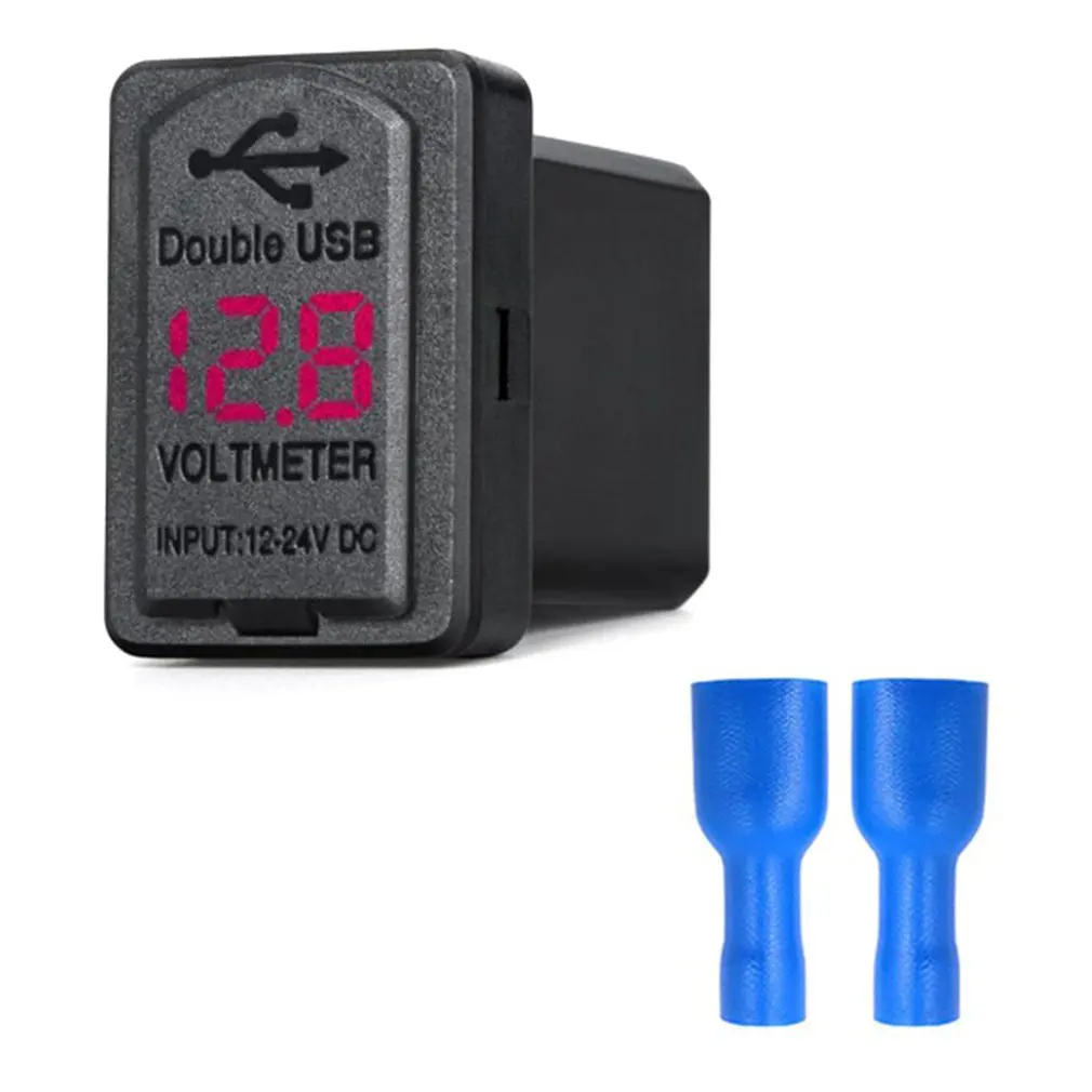 Автомобильное зарядное устройство 4.8A с двумя USB портами светодиодный дисплей для