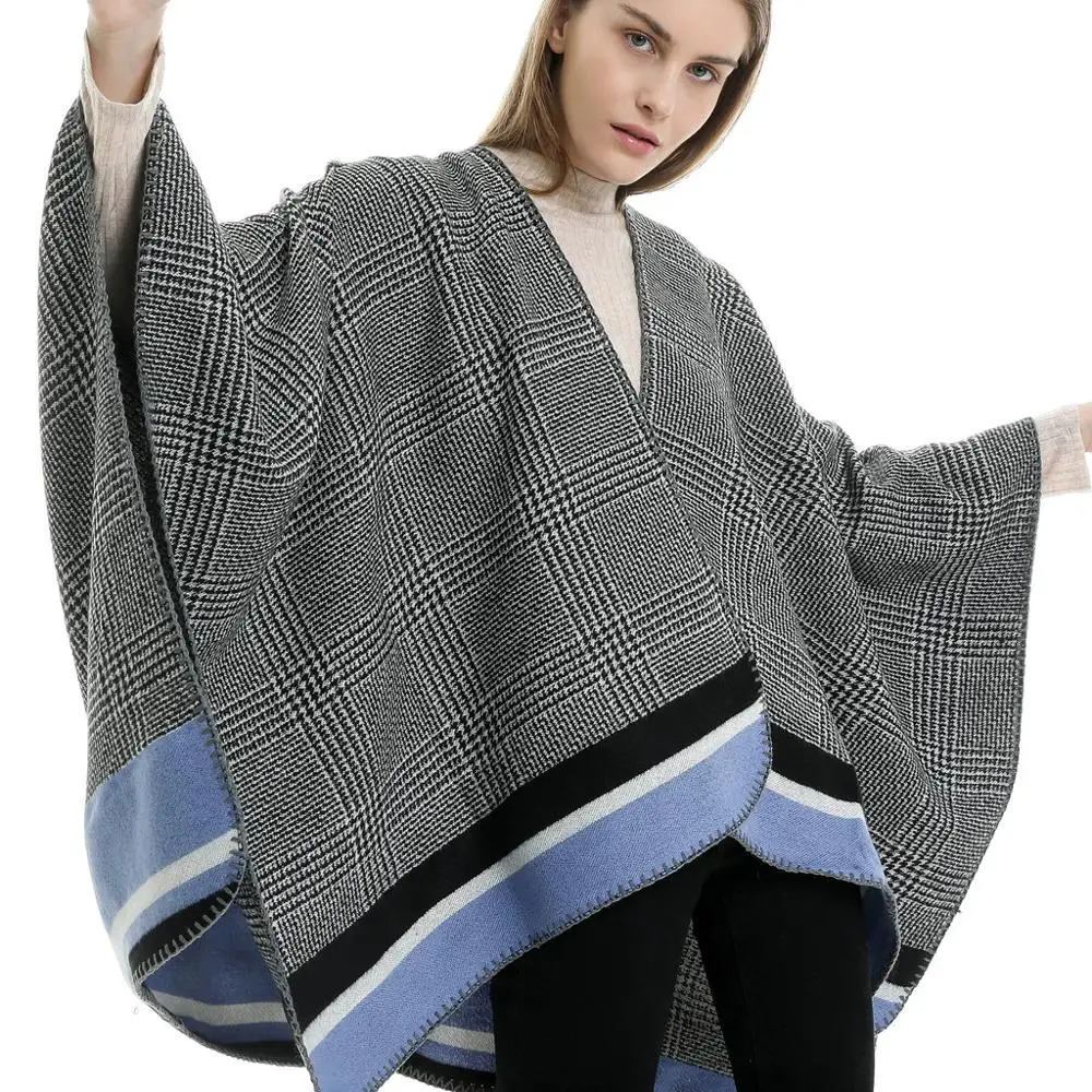 Зимняя накидка для женщин мягкий кашемировый кардиган с принтом шаль пальто