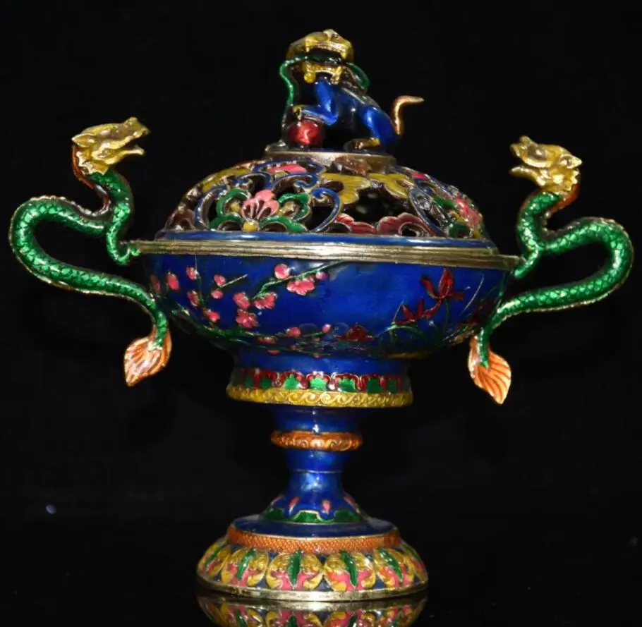 

China brass cloisonne Plum, orchid, bamboo and chrysanthemum Incense burner crafts statue