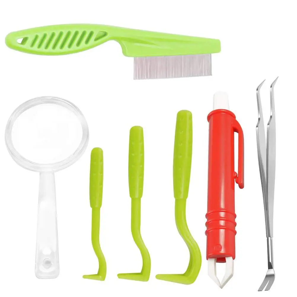 

7 Pcs Pet Dog Tick Remover Tool Set Tick Hook Flea Tick Tweezers Clip Remover Flea Comb Magnifying Glass For Dogs Cats Reusable
