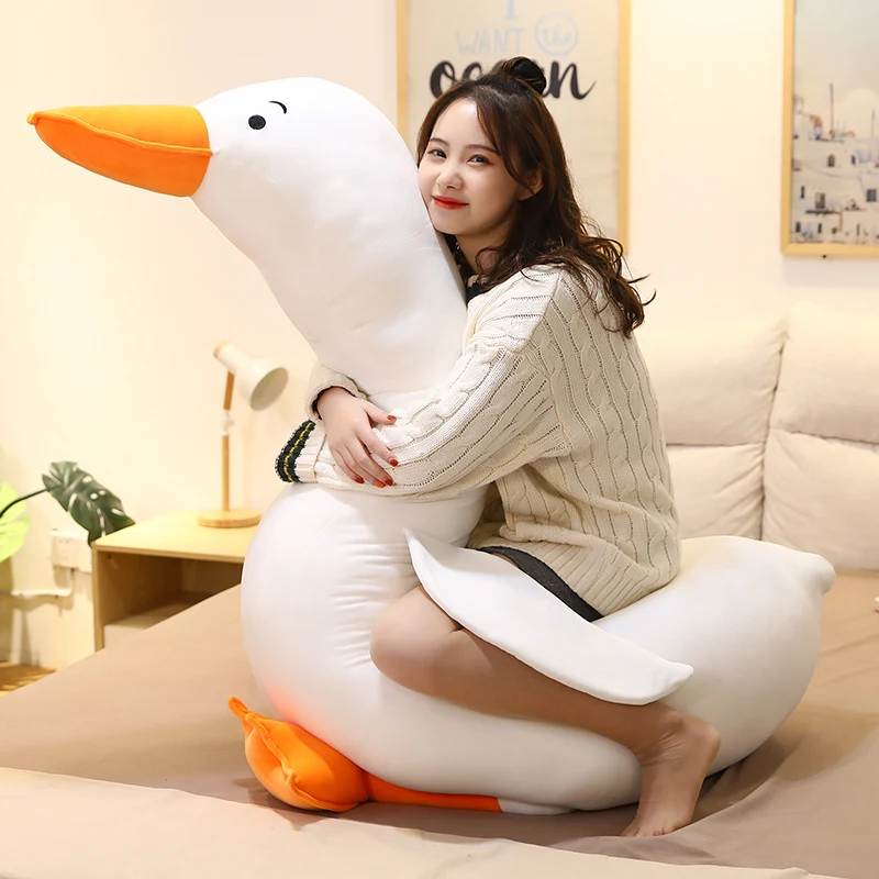 

Big Size 70-120cm Fluffy Cotton Goose Plush Toy Sleep Pillow Animal Stuffed Swan Goose Doll Floor Mat Kid Girl Birthday Gift
