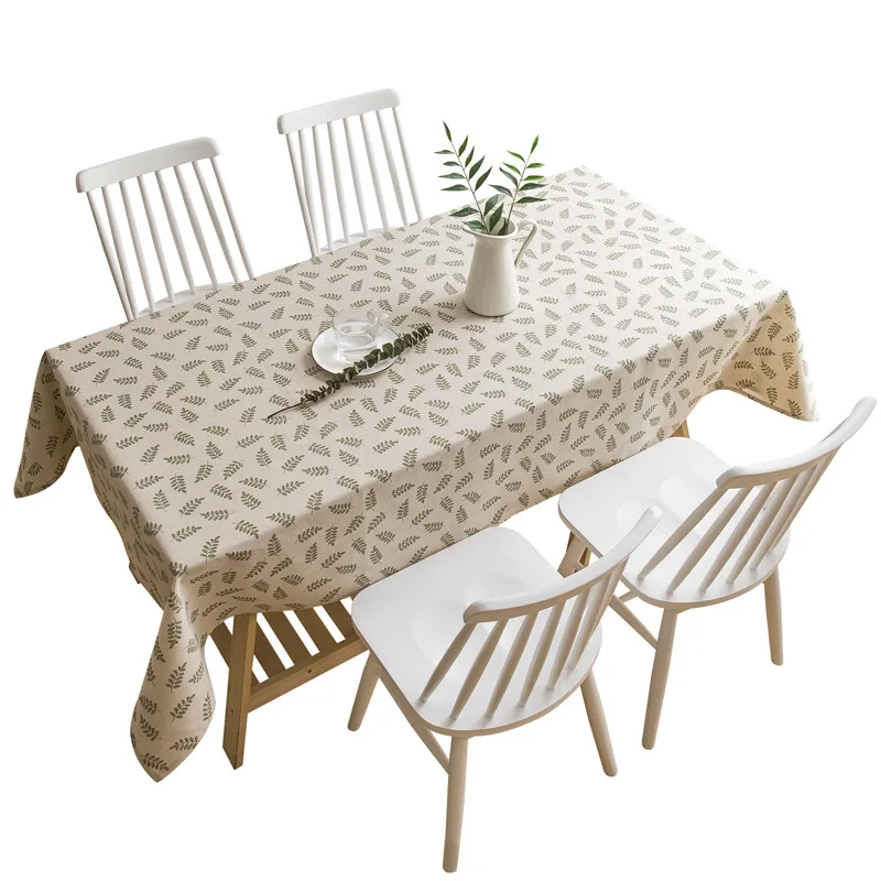 

Pastoral Leaf Solid Color Cotton Linen Tablecloth Table Cover Table Dining Coffee Desk Cloth Party Birthday Decoration