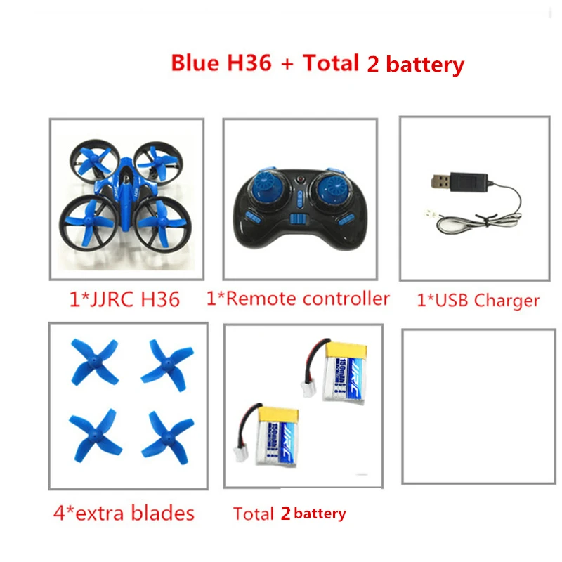 Blue 2 Радиоуправляемый вертолет JJRC H36 мини-Дрон 2,4 ГГц 6-Axis Gyro Безголовый режим один ключ возврата RC Квадрокоптер с дистанционным управлением VS JJRC H8 мини H20 Дрон - Цвет: Blue 2