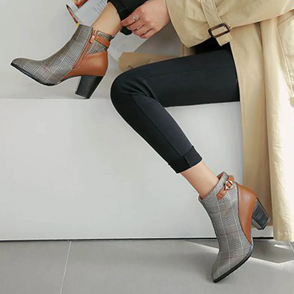 Модные женские ботильоны JAYCOSIN Новые осенне-зимние ботинки на квадратном каблуке