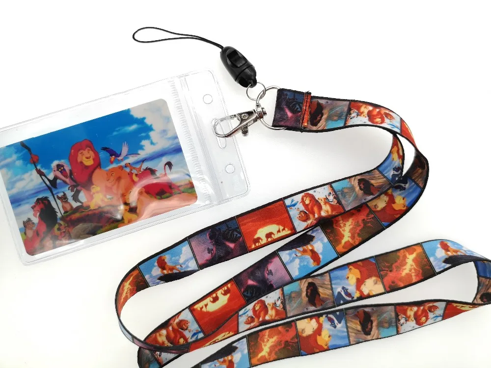 1 шт. наклейки с изображением короля льва simba, ПВХ, ремешок на шею, ремешки для карт, держатель для банковских карт, шейный ремешок, идентификатор автомобиля, держатели, брелок для ключей, подарок