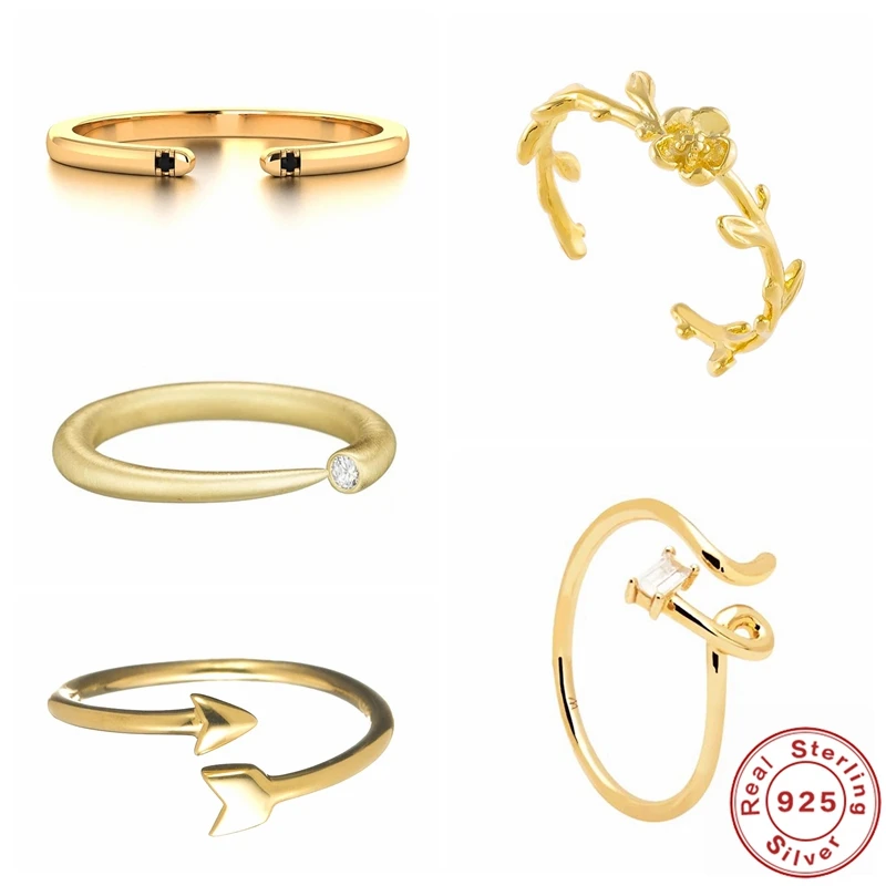 

100% Real 925 Sterling Silver European and American Simple Rose Ring Retro Fashion Tide Flow Open Adjustable Ring For Women Gift