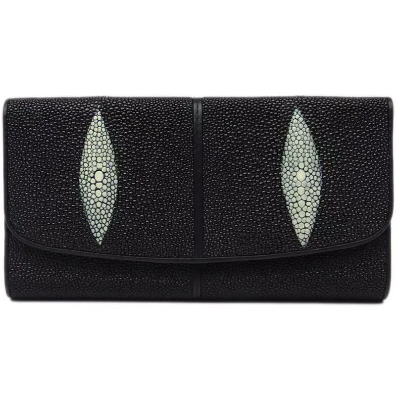 Кошелек унисекс из натуральной кожи стильный длинный кошелек тройного сложения