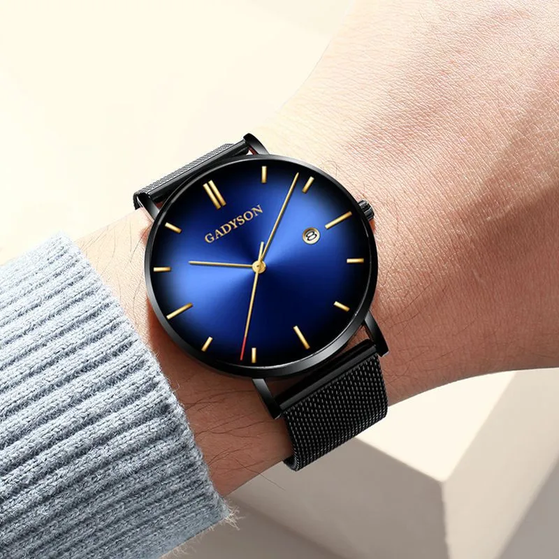Часы мужские 2020 Модные Простые подарок для мужчин Relojes кварцевые сетчатые пояса