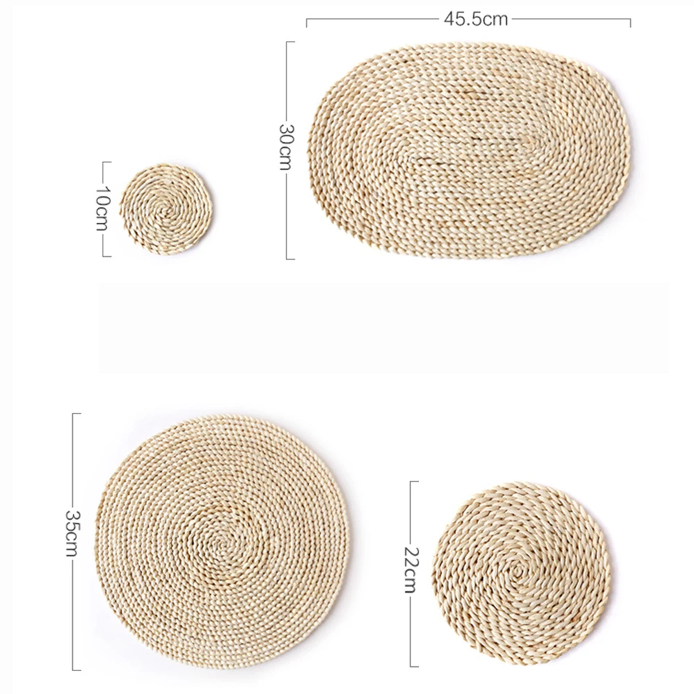 

Round Natural Rattan Coaster Bowl Mat Handmade Coffee Drinking Tea Cup Dining Table Place Mat Coaster Kitchen Decor Accessories
