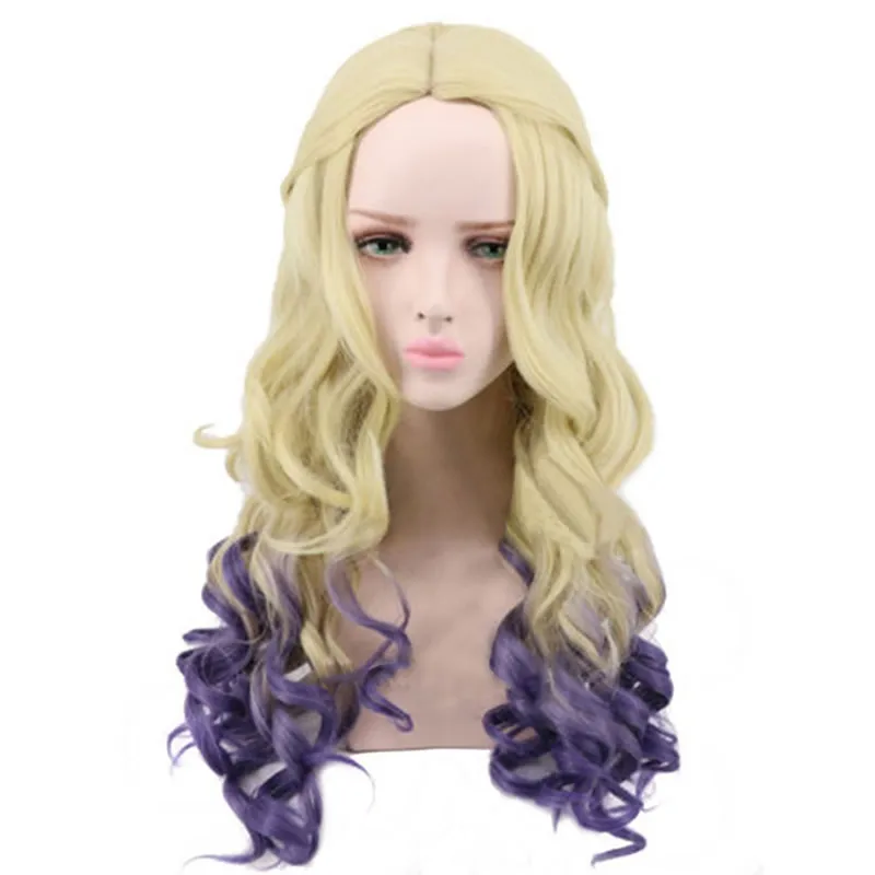 Mal Gold Wig Потомки 3 Тал комбинезон Эви маскарадная Одежда наборы для макияжа маленькие дети комбинезон для Хэллоуина страшные вечерние костюмы Карлоса Джея - Цвет: Mal Gold Wig