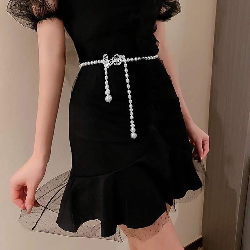 

Fashion Butterfly Pearl Tassel Belt For Women Lady Dress Decorated Accessories 2021 New Design