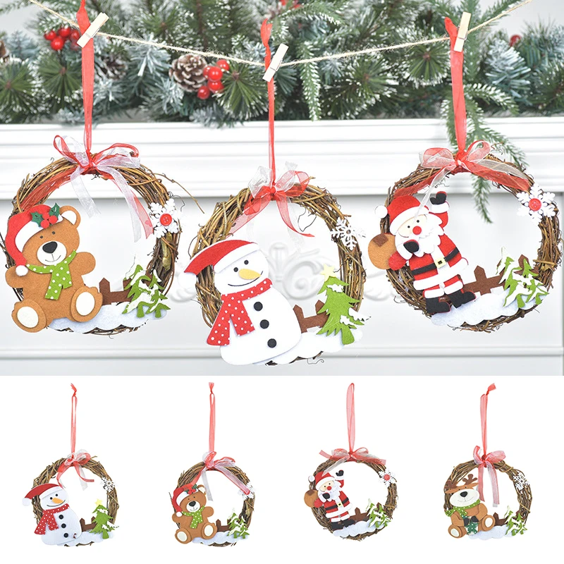 

Christmas Wooden Rattan Garland Xmas Decoration Supplies Door Hanging Hotel Shopping Mall Decoration Garland Wreath Navidad 2022