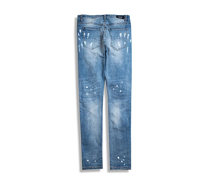 

2021 Autumn Winter Men Ripped Pants Men's Stitched Small Leg Jeans