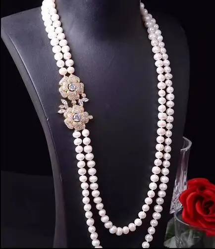 Ожерелье с пресноводным жемчугом аксессуары из натурального циркония белый