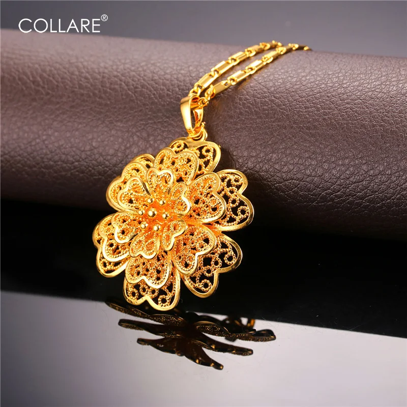 

Collare Multi-layer Flower Necklaces & Pendants Gold/Silver Color Necklace Women Wholesale Jewelry P219