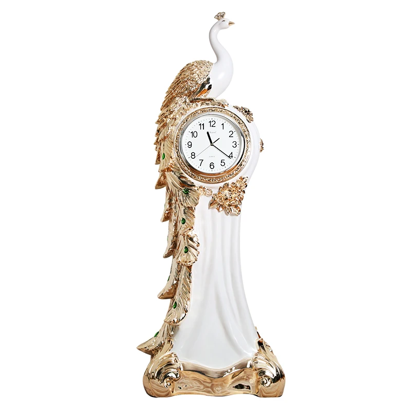 

GY European Phoenix Peacock Floor Large Clock Vertical Living Room and Hotel Lobby Club Station Clock Decoration Decorations