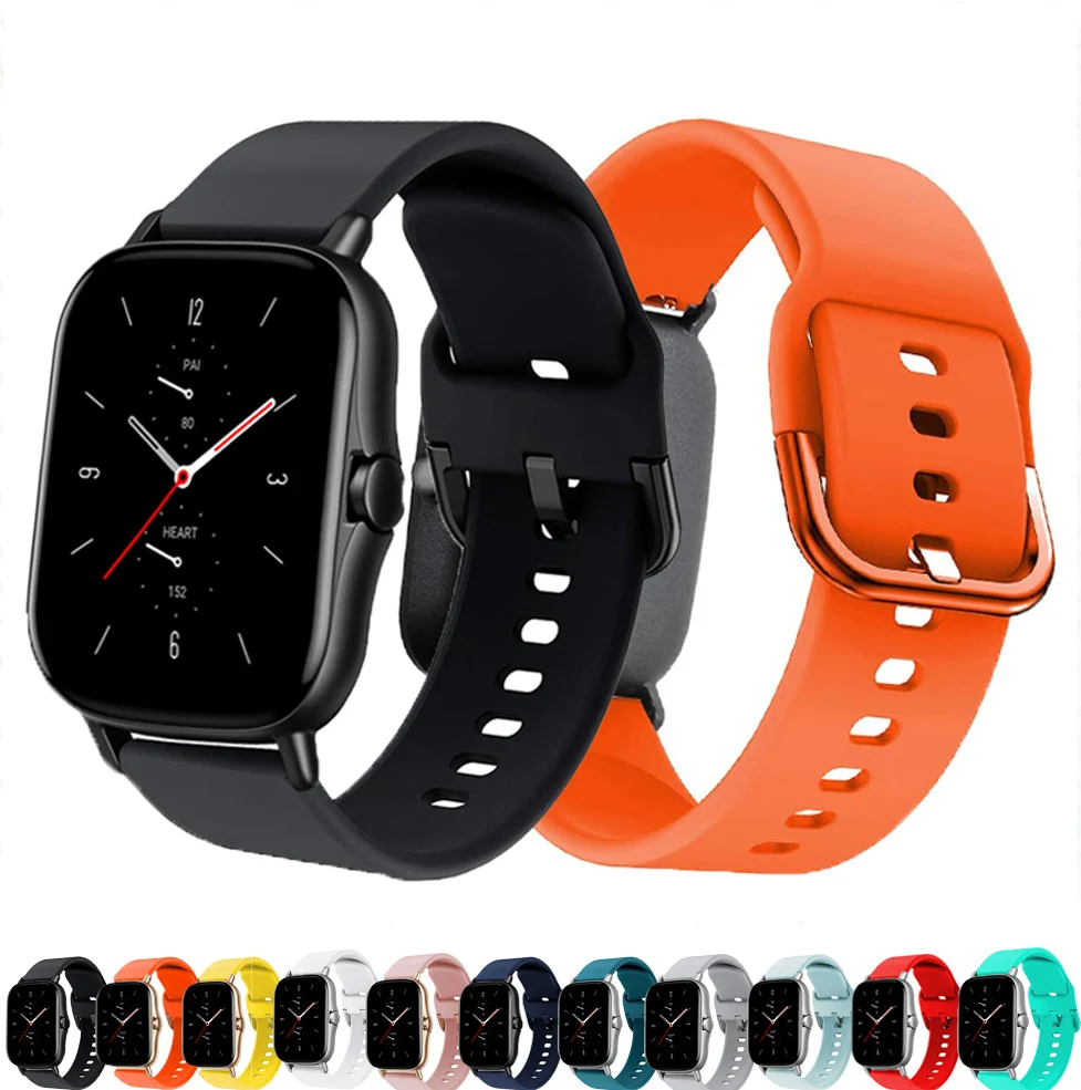

Силиконовый ремешок 20 мм/22 мм для Amazfit GTS/2/2e/GTS2 Mini/GTR 42 мм/47 мм/GTR2/2e/stratos 2/3, спортивный браслет для часов Amazfit ремешок bip