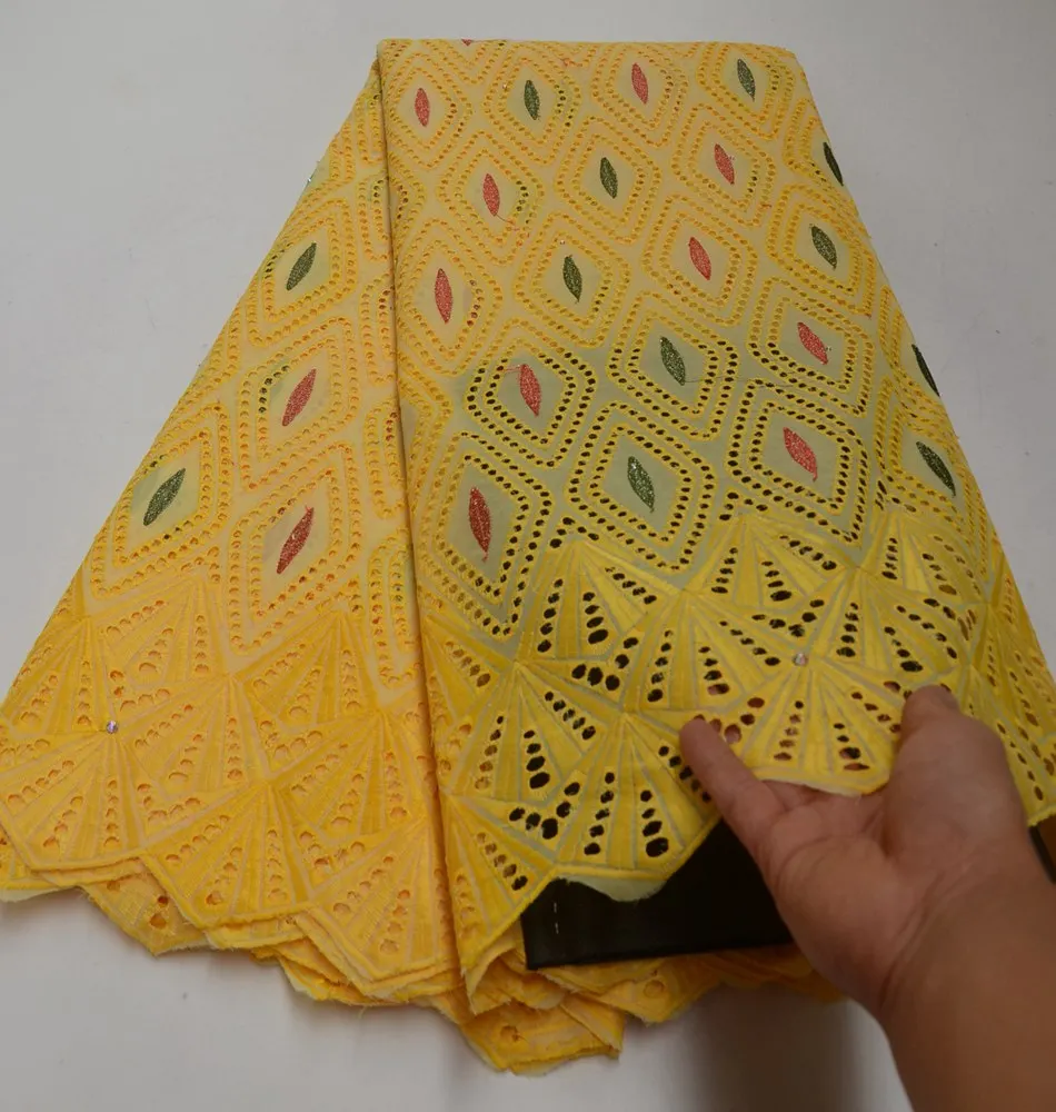 

Latest african cord lace fabric African swiss voile lace faric yellow color high quality swiss voile lace in switzerland ML8316