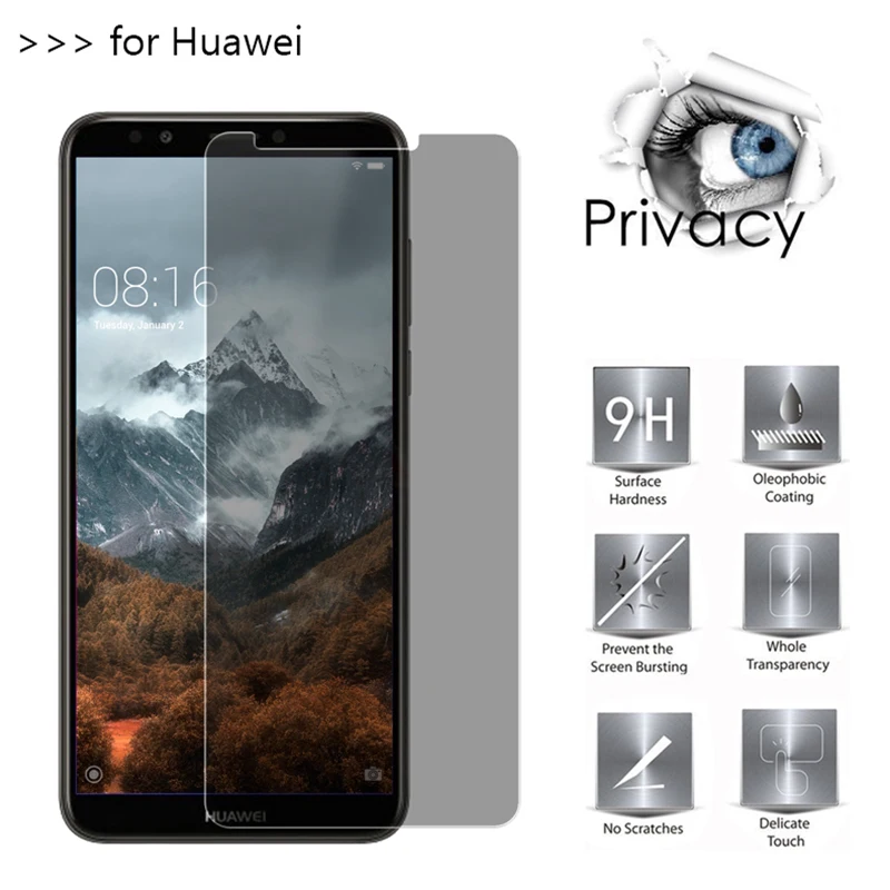 anti spy protective tempered glass for huawei p20 p30 p40 lite e 5g pro privacy screen protector for huawei p50 p10 plus glass free global shipping