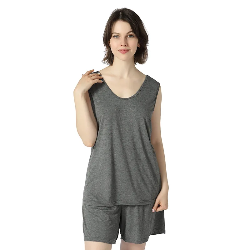 

Plus Size Women Modal Pajamas Set 2PCS Nightwear Summer Casual Loose Sleep Set Home Colthes Sleeveless Short Sleepwear 6XL 7XL