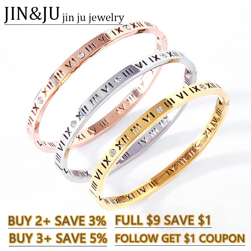 

JIN&JU Bracelet Bangles For Women Jewelry Italia Joyas Bijoux Acier Inoxidable Femme Acero Joyeria Mujer украшения 2021бижутерия