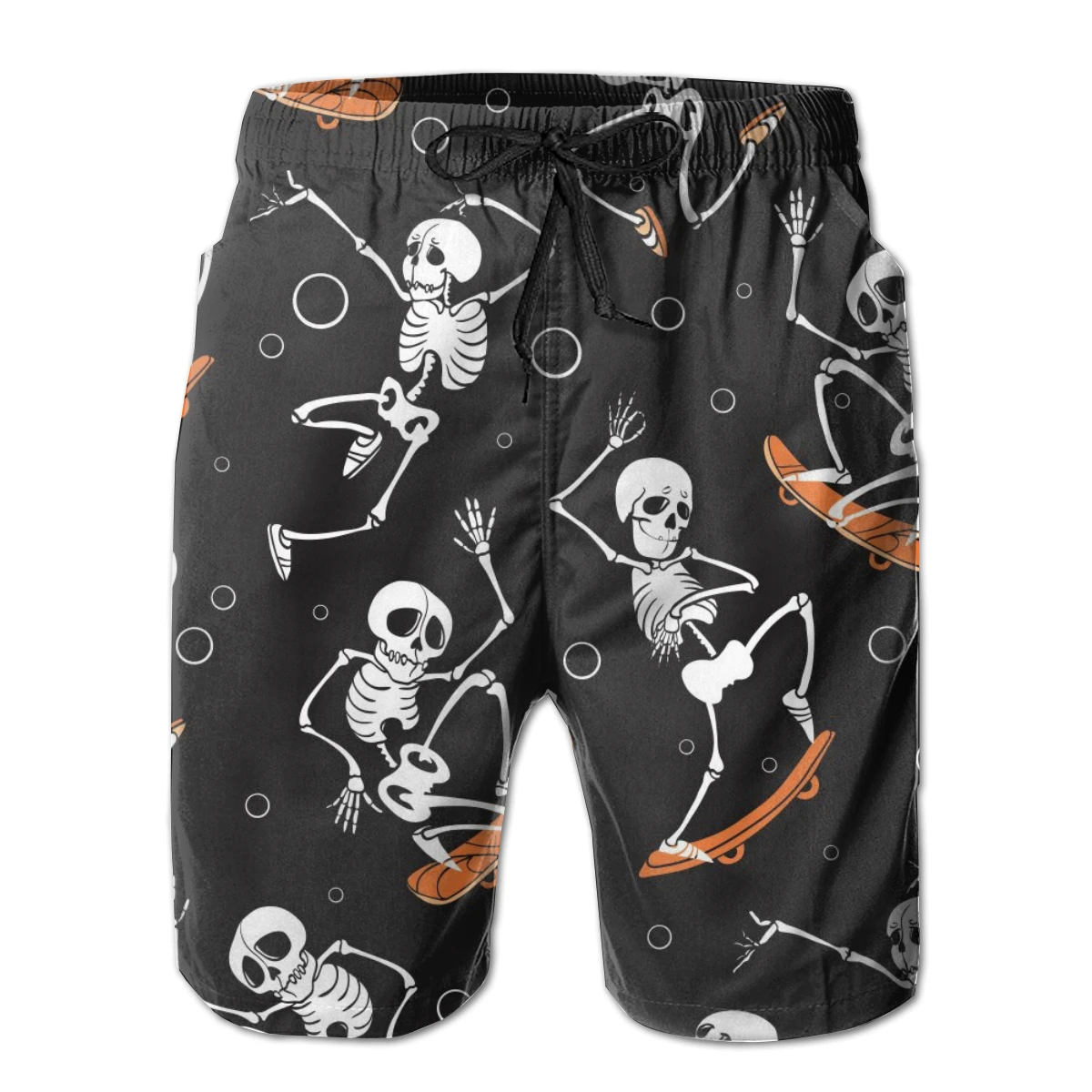 

Skateboarding Jumping Skeletons Spooky Men Beach Shorts Men Surf Wear Board Shorts Summer Swimsuit Beachwear Trunks Short