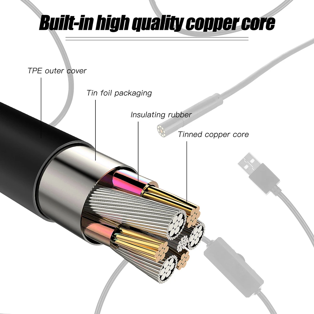 USB-эндоскоп KKMOON 1280*720 IP67 2/5/10 м 8 светодиодов объектив мм |