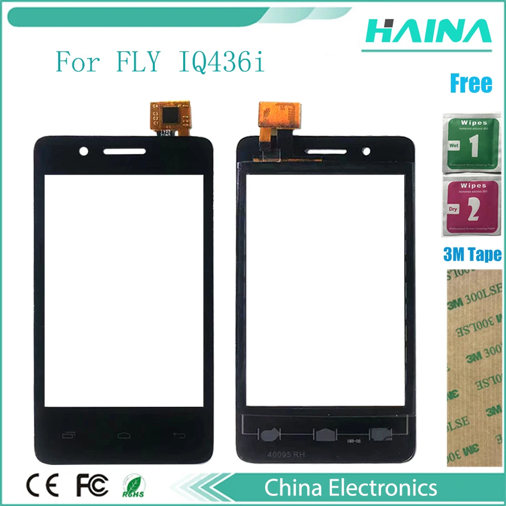 Черный цвет для Fly IQ436i ERA Nano 9 IQ 436i сенсорный экран дигитайзер Панель переднее внешнее стекло объектив сенсор