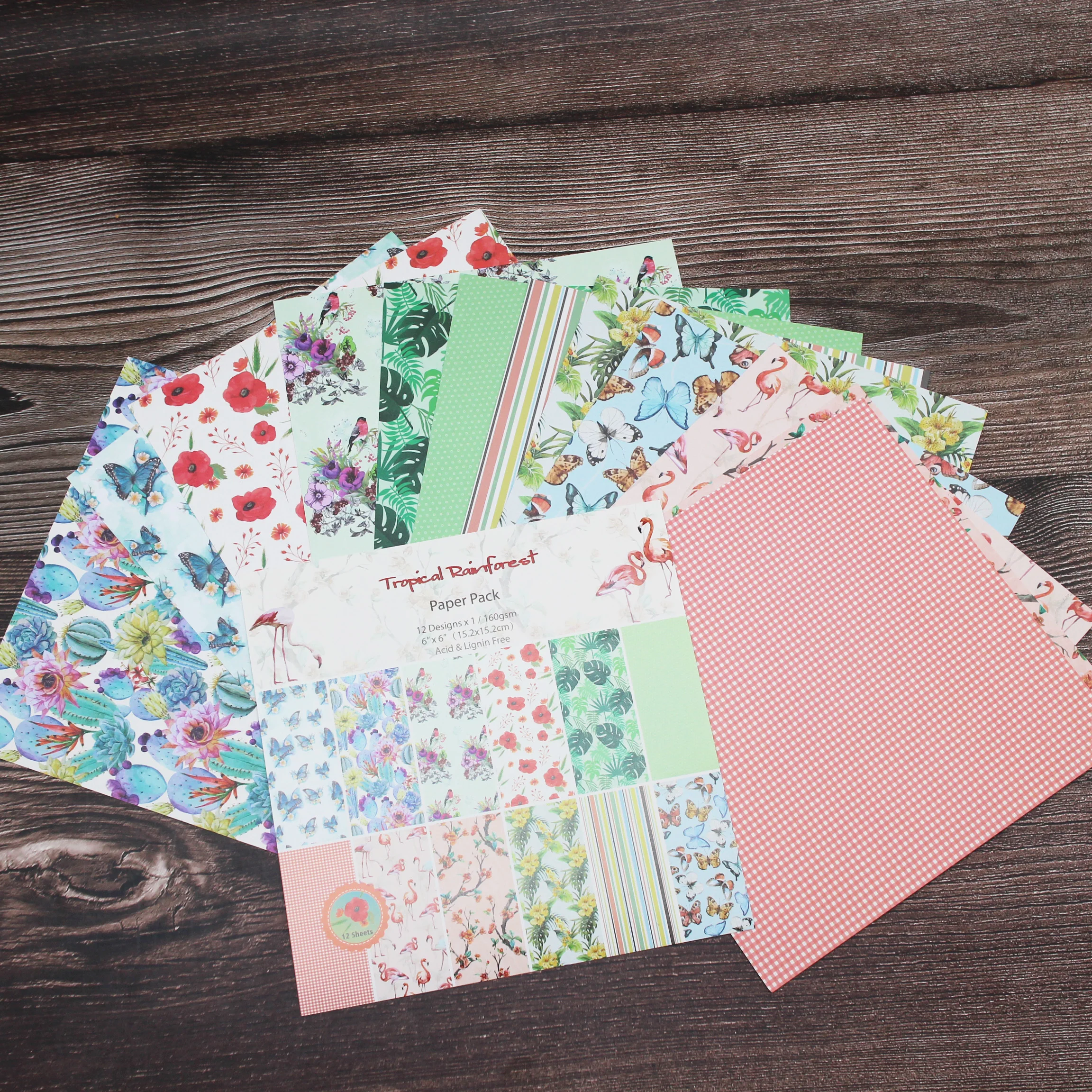 

12sheetsTropical Rainfarest scrapbook paper origami art background paper pack DIY album greeting card paper making