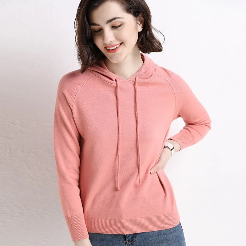 

Spring Women clothing hoodie Loose casual solid color knitted sweater bottoming shirt korean fashion Korean clothing