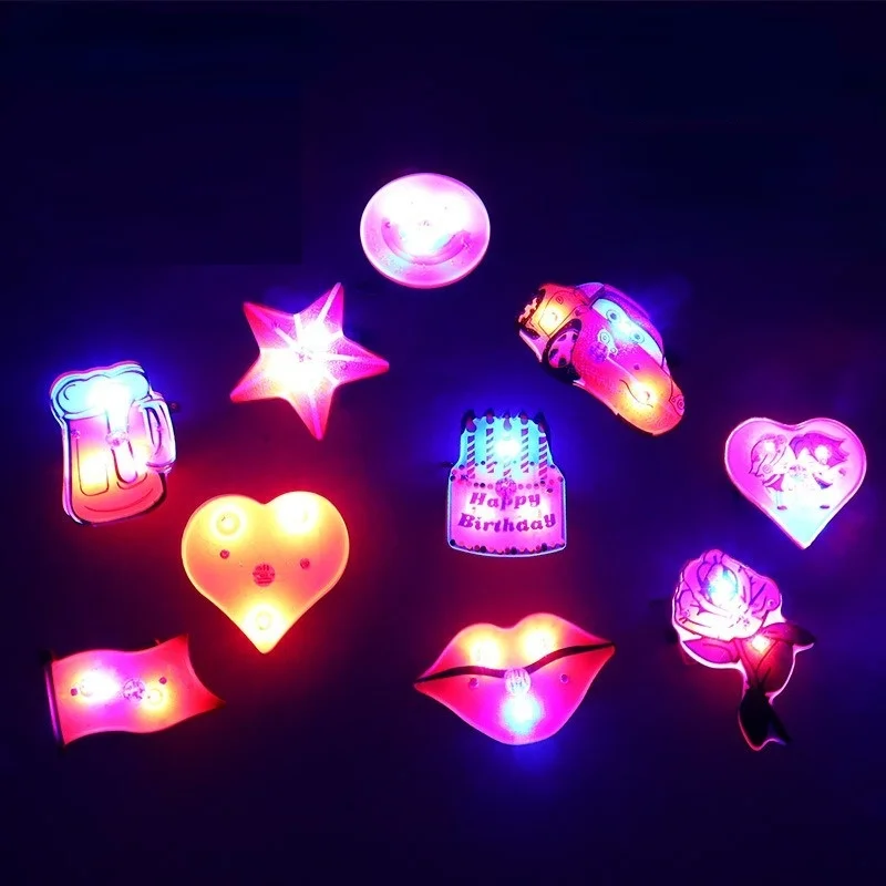 

25pcs LED Lights Flashing Cartoon Dolphin Love Strawberry Children Toy Brooch Decoration Props Bar Navidad Christmas