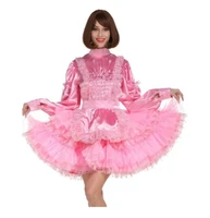 hot selling sissy girl maid baby pink long sleeved dress lockable cos suit customization