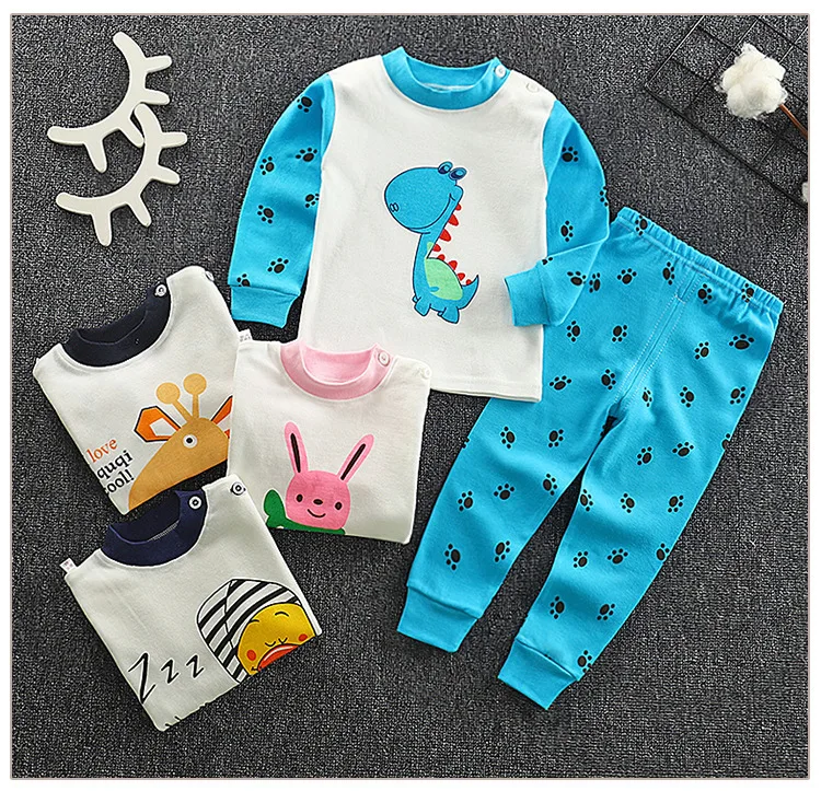 Детская Пижама для мальчиков пижамы с животными малышей хлопковая одежда сна