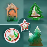 5pcs Christmas Santa Claus tree elk stars Silicone Mold Pendant Epoxy Resin Resin Jewelry Making Decorative art Craft Ornaments