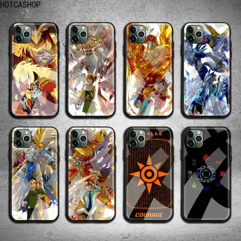 

Digimon Adventure anime Phone Case Tempered Glass For iPhone 12 pro max mini 11 Pro XR XS MAX 8 X 7 6S 6 Plus SE 2020 case