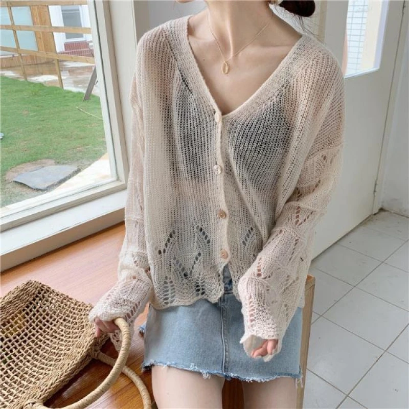 

New Oversize Womens Sweaters Summer Vintage Cardigans Loose Thin Sweater Knitted Plus Size Women Cardigan Knit Button Loose
