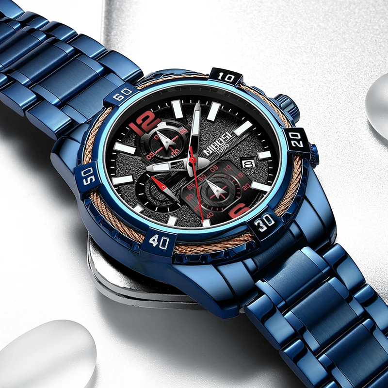 

NIBOSI Watches Mens Casual Sport Top Brand Luxury Stainless Steel Watch for Men Clock Fashion Chronograph Wristwatch relógi