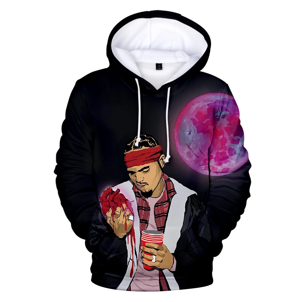 

2021 Chris Brown Hoodies Black 3D Print Sweatshirt Personality Popular Men/Women Casual Autumn Winter Heart Break Design Hoodies